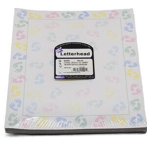 Great Papers Baby Feet Letterhead Paper 100 Sheets Pastel Border NEW